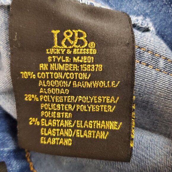 L&B Womens Boyfriend Jeans Size 4 Lucky & Blessed Two-Tone Patchwork Denim - Picture 4 of 12